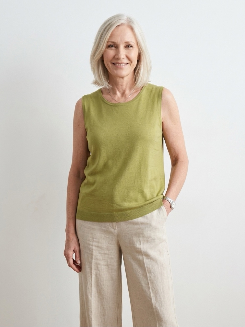 August Silk Olive Green Silk Blend Knit Top NWOT Size 3X
